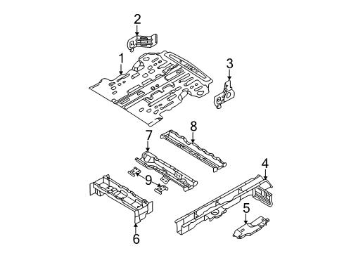 2002 Kia Sedona Rear Body - Floor & Rails Panel-Rear Floor Diagram for 0K52Y53710A