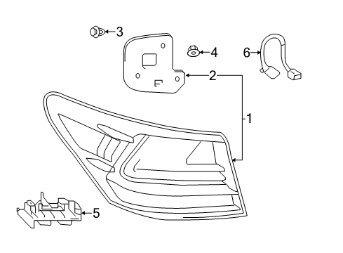 2015 Lexus LS600h Tail Lamps Lens & Body, Rear Combination Lamp Diagram for 81551-50240