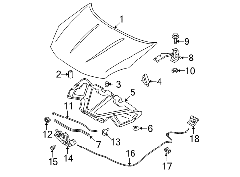 2009 Nissan Rogue Hood & Components Male Assy-Hood Lock Diagram for 65601-JM00A