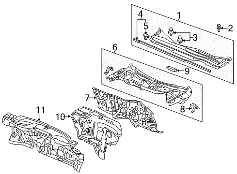 2017 Acura RLX Cowl Cowl Top Assembly, Front Diagram for 74200-TY2-A00