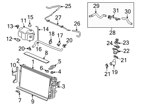 2004 Pontiac Bonneville Radiator & Components Tank Asm, Radiator Inlet Diagram for 52494041