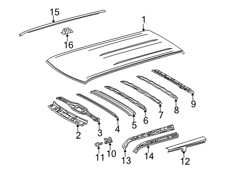 2015 Scion xB Roof & Components, Exterior Trim Header Panel Diagram for 63132-12370