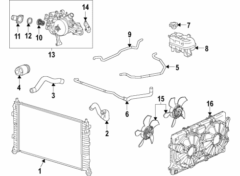 2020 Chevrolet Silverado 1500 Cooling System, Radiator, Water Pump, Cooling Fan Upper Hose Diagram for 84545559