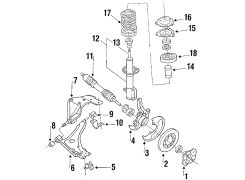 1985 Nissan Stanza Front Suspension Components, Lower Control Arm, Upper Control Arm, Stabilizer Bar Bush-COMPRESION Diagram for 54476-D0100
