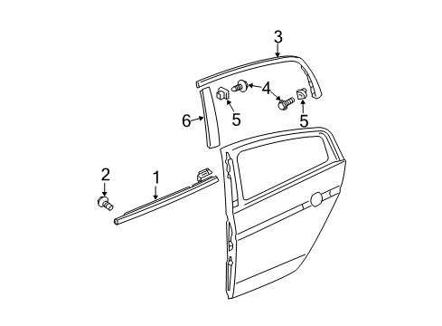 2005 Acura TL Exterior Trim - Rear Door Garnish, Left Rear Door Sash (Black) Diagram for 72970-SEP-A01ZA