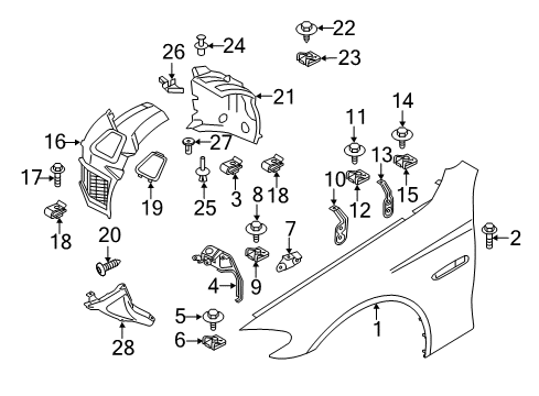 2012 BMW 528i xDrive Fender & Components Cover, Wheel Arch, Rearsection, Front Right Diagram for 51717186724