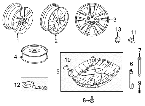 2014 Honda Crosstour Wheels Carrier Assy., Spare Tire Diagram for 74620-TP6-A00