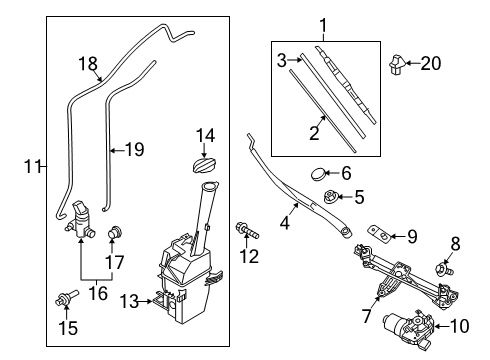 2022 Kia Telluride Wiper & Washer Components Windshield Wiper Arm Assembly Diagram for 98311S9500