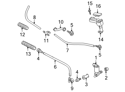 2011 Lexus LX570 Headlamp Washers/Wipers Hose Diagram for 85378-22070