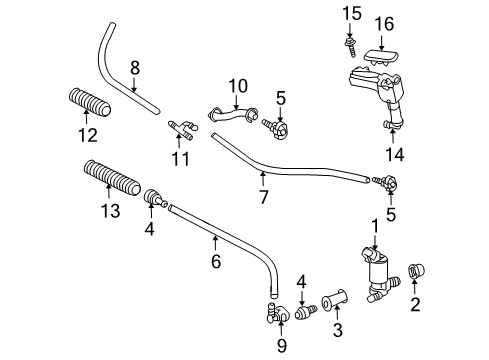 2011 Lexus LX570 Headlamp Washers/Wipers Actuator Sub-Assy, Headlamp Washer, RH Diagram for 85207-60030