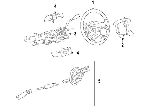 2010 Dodge Ram 1500 Steering Column, Steering Wheel & Trim, Shroud, Switches & Levers Column-Steering Diagram for 5057614AB