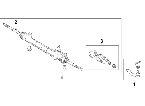 2020 Toyota Yaris Steering Column & Wheel, Steering Gear & Linkage Steering Gear Diagram for 45510-WB005