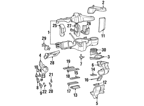1999 Plymouth Voyager Blower Motor & Fan Evaporator Heater-Actuator Diagram for 4734058AB