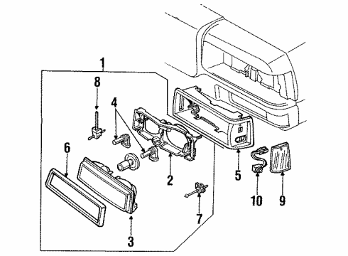 1989 Chevrolet Caprice Headlamps Bracket Asm-Headlamp Mount RH Diagram for 16506282