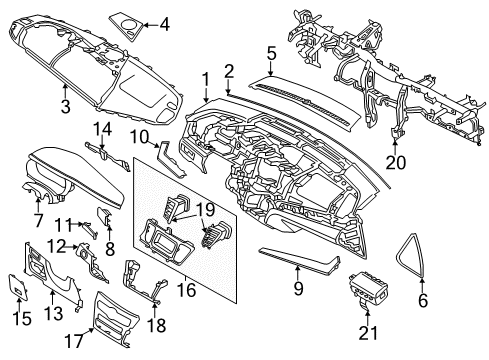 2016 Kia Cadenza Instrument Panel Rotor-Glove Box Diagram for 815213TA00