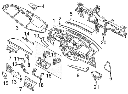 2016 Kia Cadenza Instrument Panel GARNISH Assembly-Crash Pad, R Diagram for 847953RAA0BG2