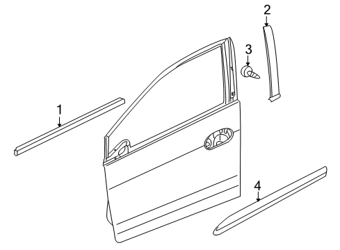 2010 Honda Insight Exterior Trim - Front Door Garnish, R. FR. Door Sash Diagram for 72430-TM8-A01