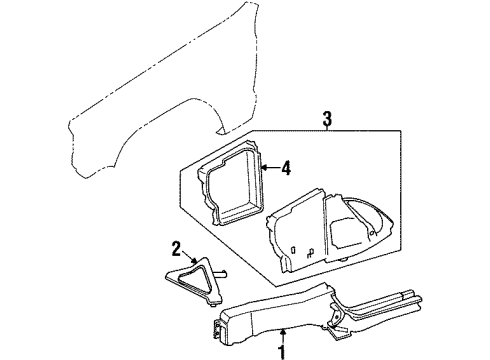 1999 Jeep Cherokee Structural Components & Rails Shield-Front Inner Diagram for 55175640AB