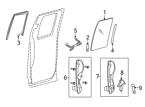 2014 Ford F-150 Rear Door - Glass & Hardware Glass Assembly Diagram for 4L3Z-1829700-AA