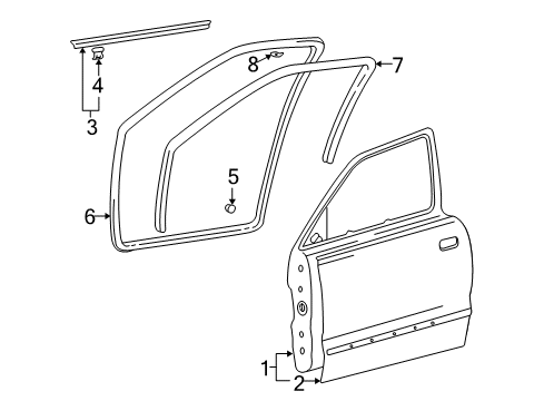 2004 Hyundai Accent Front Door Panel-Front Door Outer, RH Diagram for 76121-25010