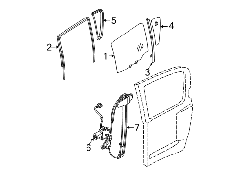 2009 Nissan Pathfinder Rear Door Glass Assy-Rear Door Window, RH Diagram for 82300-ZL10A