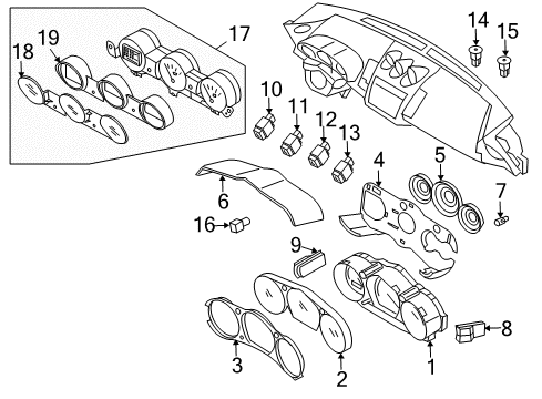 2007 Nissan 350Z Switches Switch Assy-Hazard Diagram for 25290-CF40B