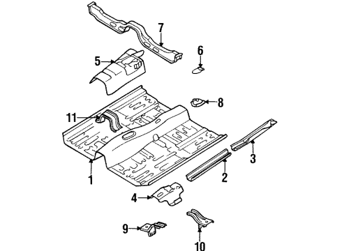 1996 Nissan Altima Floor & Rails Floor-Front Diagram for 74312-5E430