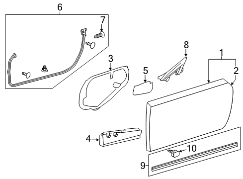 2013 Lexus IS250 Door & Components Weatherstrip, Front Door, LH Diagram for 67862-53040