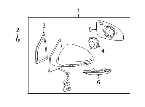 2012 Buick Enclave Outside Mirrors Mirror Glass Diagram for 15952801