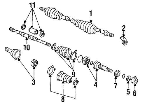 1992 Nissan NX Axle Shaft - Front Shaft-Front Drive, L Diagram for 39205-60Y50