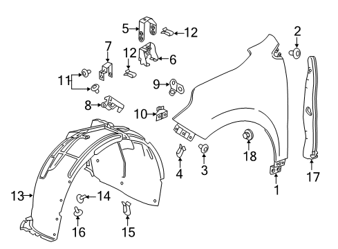 2018 Chevrolet Equinox Fender & Components Fender Diagram for 84751396