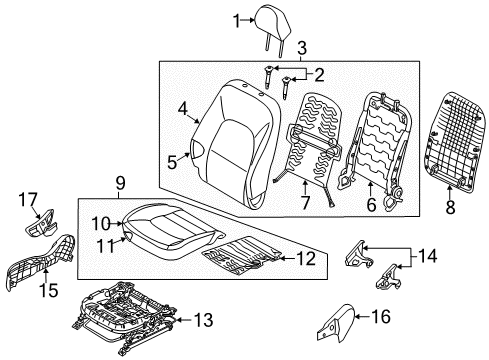 2014 Kia Rio Passenger Seat Components Cushion Assembly-Front S Diagram for 882001WAL0BDM