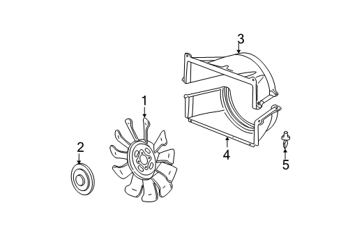 2001 GMC Sierra 1500 Cooling System, Radiator, Water Pump, Cooling Fan Shroud-Radiator Fan Lower Diagram for 15707564