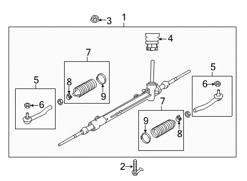 2012 Nissan Leaf Steering Column & Wheel, Steering Gear & Linkage Gear & Linkage Diagram for 48001-3NA0D