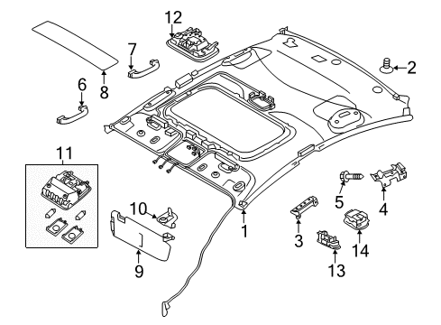 2015 Kia Forte Interior Trim - Roof Lamp Assembly-OVERHEADEAD Console Diagram for 92800A7100ED