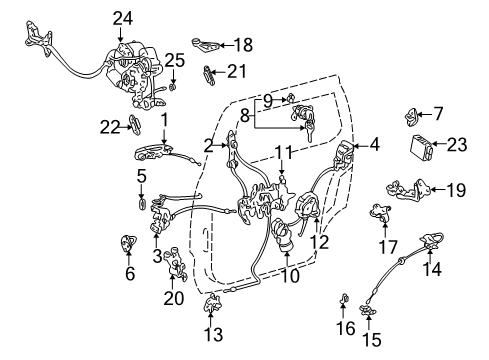 1999 Toyota Sienna Sliding Door Snap, Front Door Lock Cylinder Diagram for 69759-22080
