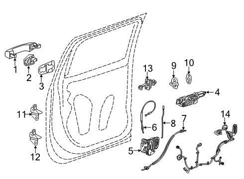 2020 GMC Sierra 1500 Rear Door - Lock & Hardware Lock Cable Diagram for 23397316