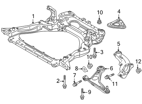2022 Mitsubishi Outlander Front Suspension Components Bolt Diagram for 54459-JN00A