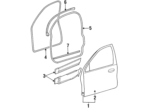 1998 Mercury Sable Front Door Weatherstrip Diagram for F6DZ-5420530-A