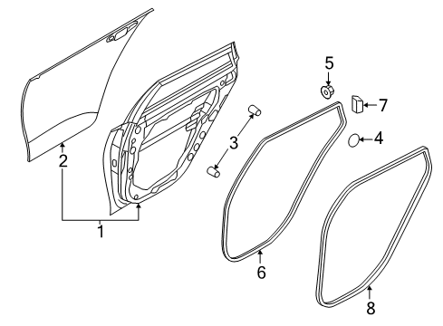 2019 Kia Optima Rear Door Bumper-Door Overslam Diagram for 82191D4000