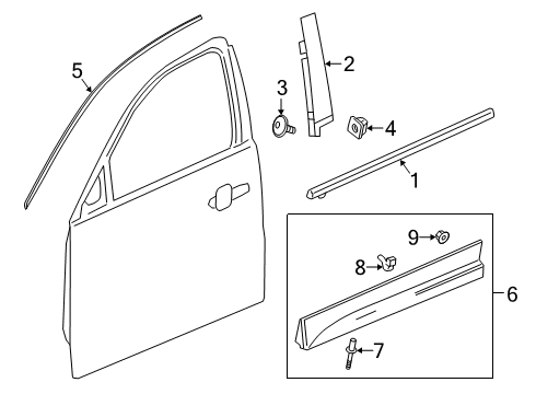 2022 Cadillac XT4 Exterior Trim - Front Door Reveal Molding Diagram for 84573342