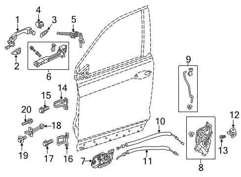 2021 Honda Ridgeline Front Door Regulator Assembly, Right Front Door Diagram for 72211-TG7-A01