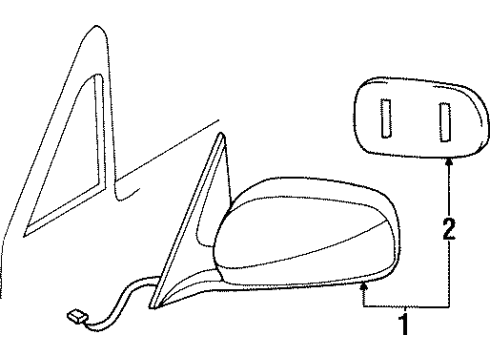 2000 Infiniti Q45 Outside Mirrors Mirror-Door RH Diagram for K6301-3H601