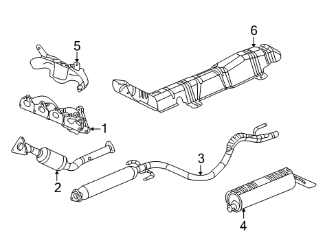 2004 Saturn Ion Exhaust Components MUFFLER, Exhaust Diagram for 22728716