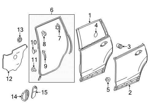 2019 Honda Pilot Rear Door Weatherstrip R, RR Door Diagram for 72810-TG7-A02