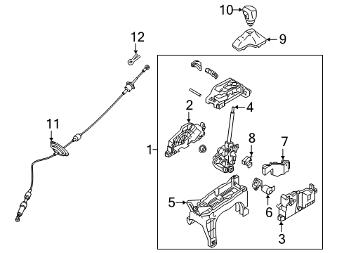 2019 Hyundai Santa Fe Gear Shift Control - AT Knob Assembly-Gear Shift Lever Diagram for 46720-S1100-NNB