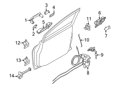 2021 Nissan Versa Front Door Rod-Key Lock, RH Diagram for 80514-5EF0A