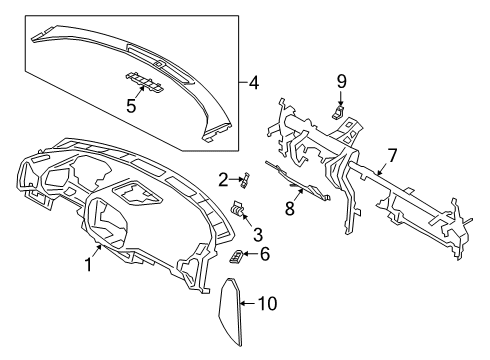 2022 Kia Soul Cluster & Switches, Instrument Panel Cover Assembly-C/PAD Mai Diagram for 84765K0000GDM