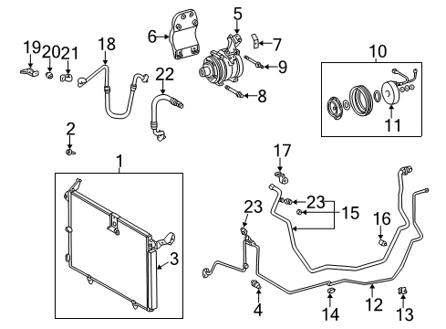 2000 Lexus RX300 A/C Condenser, Compressor & Lines Hose, Suction Diagram for 88712-48010