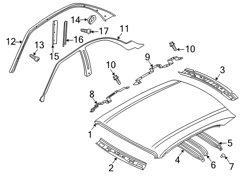 2003 Infiniti M45 Roof & Components WEATHERSTRIP - Body Side, LH Diagram for 76861-CR900